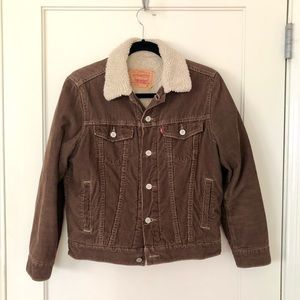 Levi’s Sherpa Corduroy Trucker Jacket Brown Size M
